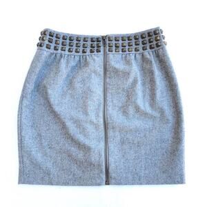 Silence + Noise • Gray Wool Studded Skirt 6